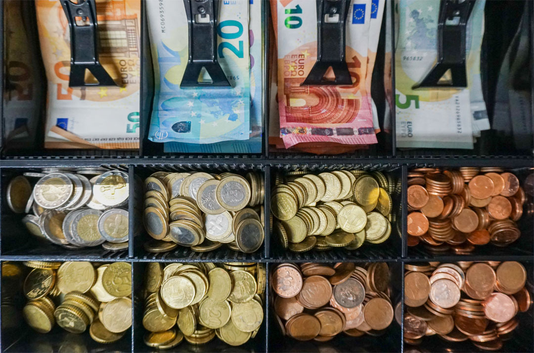 Kassa met euro’s